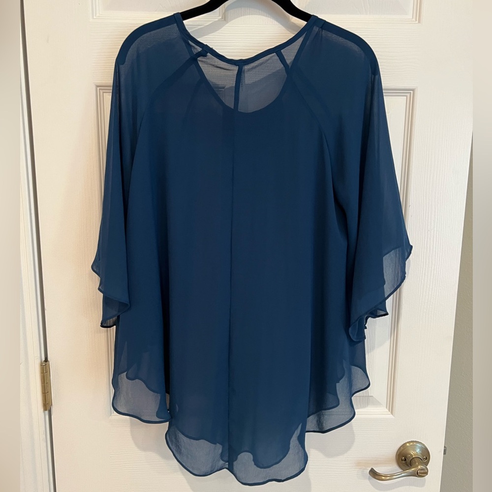 Sheer Navy Blue High Low Shrug Blouse | Poshmark - Picture 8 of 10
